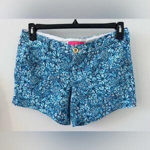 Lilly Pulitzer Callahan Knit Short in Cumulus Blue Blooming Together - Size 6